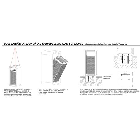 Abfallbehälter aus Beton 'AR PURO / Paper Bin 60L'