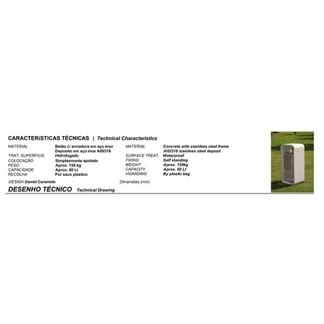 Lauko betoninė šiukšliadėžė, kolekcija 'AR PURO / Paper Bin 60L'