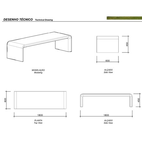 Lauko betoninis suolas 'AR PURO / Collective Bench B 1800mm'