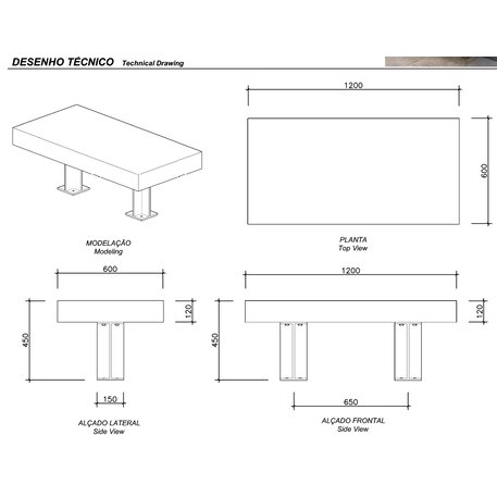 Lauko betoninis suolas 'CITIZEN / Bench 1200mm'