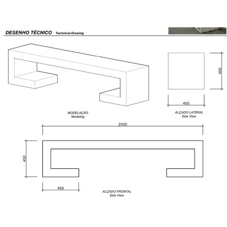 Lauko betoninis suolas 'MATEUS / Bench 2000mm'