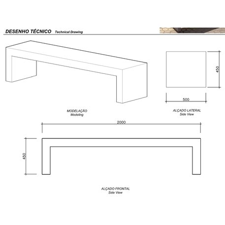 Lauko betoninis suolas 'MODULAR / Bench 2000mm'