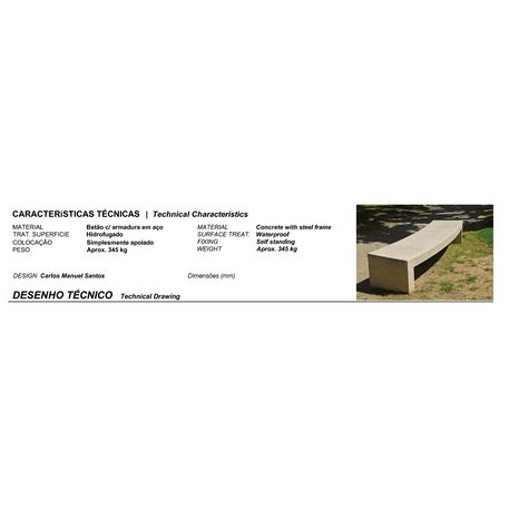 Lauko betoninis suolas 'MODULAR / C Bench 2150mm'