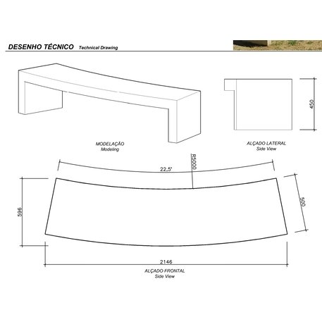 Lauko betoninis suolas 'MODULAR / C Bench 2150mm'