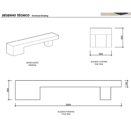 Lauko betoninis suolas 'Agueda / Bench 2500mm'