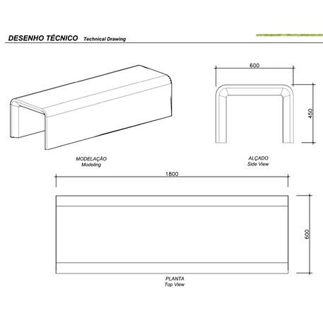 Lauko betoninis suolas 'AR PURO / Collective Bench A 1800mm'