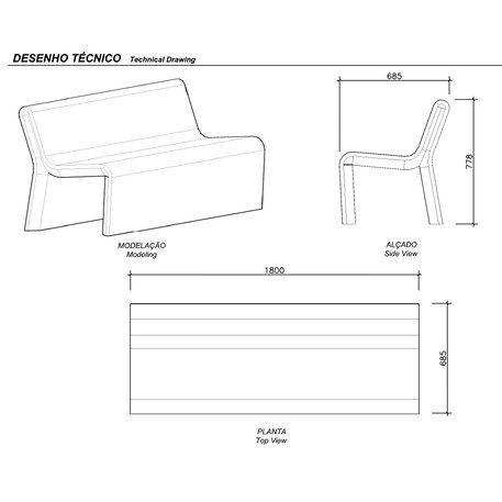 Lauko betoninis suolas 'Ar Puro / Collective Chair 1800mm'