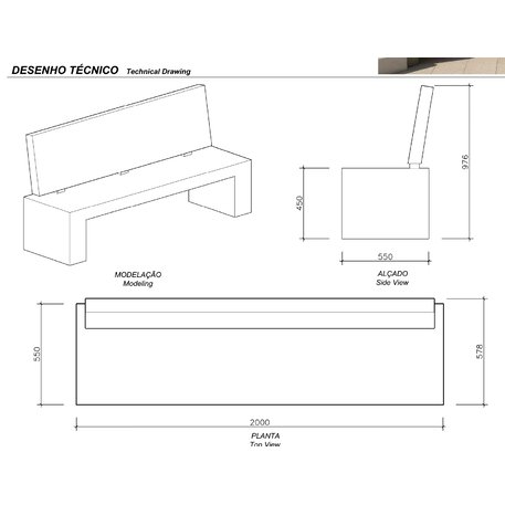 Lauko betoninis suolas 'Urban / Bench 2000mm'