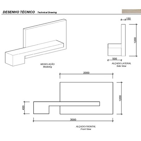 Lauko betoninis suolas 'AQUEDA / Bench 3000mm'