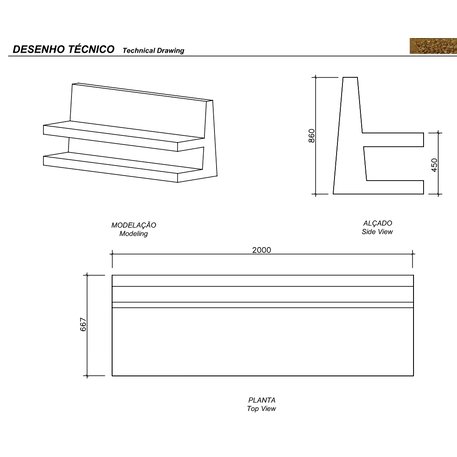 Lauko betoninis suolas 'AM / Bench 2000mm'