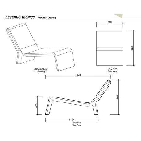 Lauko betoninis suolas 'AR PURO / Lounge chair 1478mm'