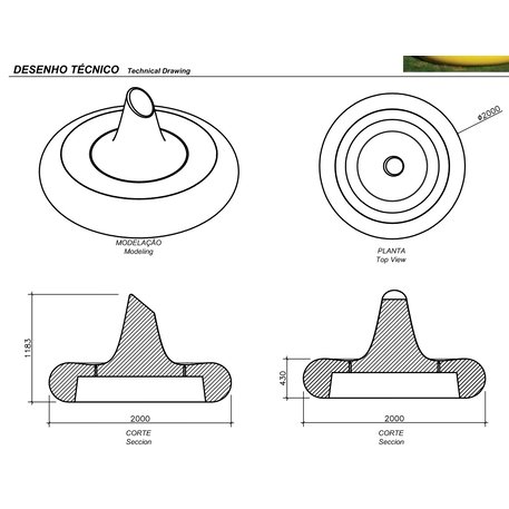 Lauko betoninis suolas 'LANDSCAPES / Bench Ø2000mm'