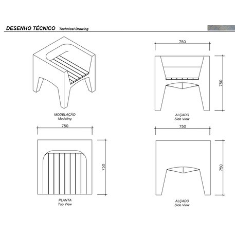 Lauko betoninis suolas 'LORD / Individual Chair 750mm'