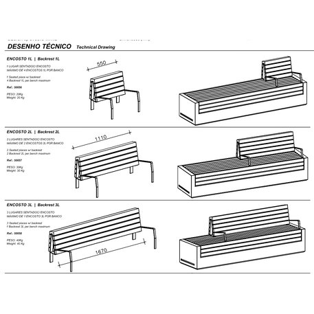 Lauko betoninis suolas 'Massive 1L / Bench 2400mm'