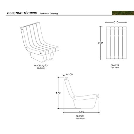 Lauko betoninis suolas 'URBAN / Bench 610mm'