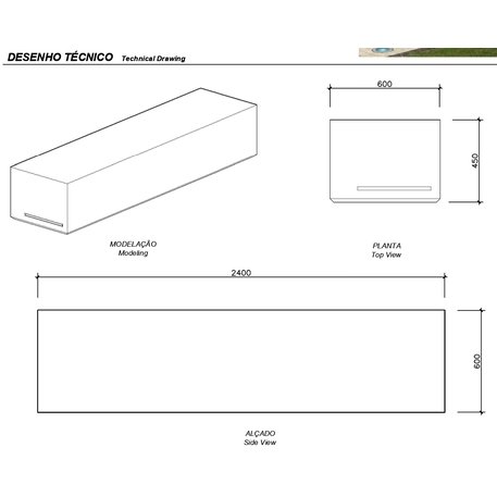 Lauko betoninis suolas 'Masive / Bench 2400mm'