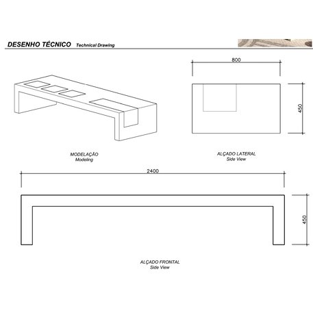 Lauko betoninis suolas 'Urban / Bench Orieva M 2400mm'