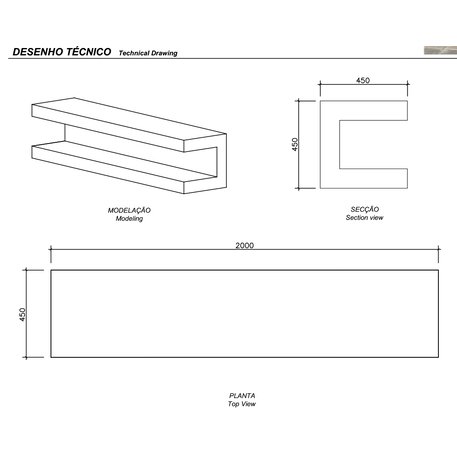 Lauko betoninis suolas 'AM / Bench 2000mm'