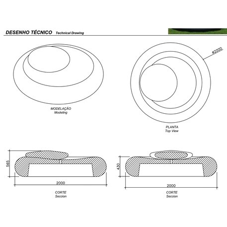 Lauko betoninis suolas 'Landscapes / Stone XL Ø2000mm'