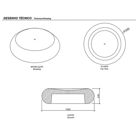 Lauko betoninis suolas 'Landscapes / STONE BC Ø1500mm'