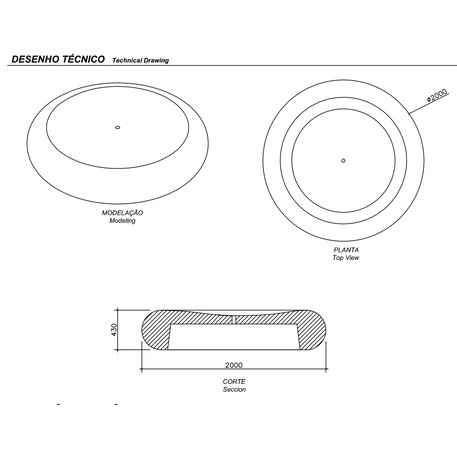 Lauko betoninis suolas 'Landscapes / STONE BC XL Ø2000mm'