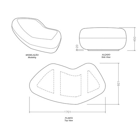 Lauko betoninis suolas 'Matadi / Bench II 1701mm'