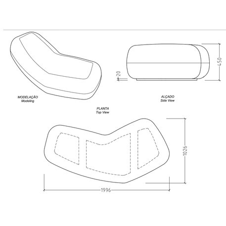 Lauko betoninis suolas 'Matadi / Bench III 1996mm'