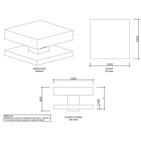 Lauko betoninis suolas 'Plano LED / Cubic 1000mm'