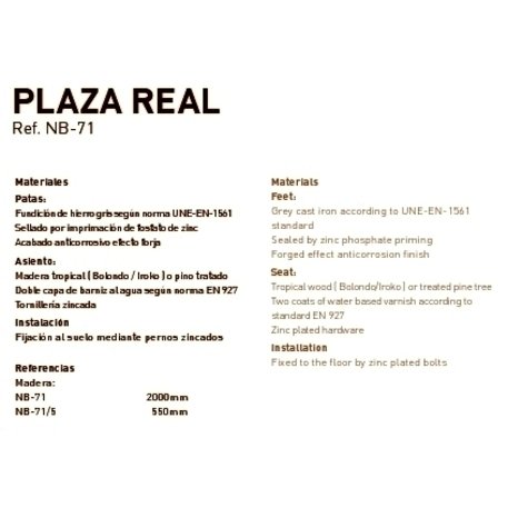 Металлическая скамейка 'Plaza real'