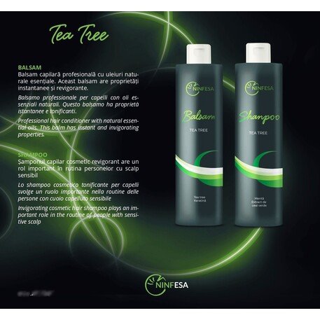 'NINFESA' Bio Natural Tea Tree Shampoo, Refreshing, disinfecting shampoo for sensitive skin before hair loss with tea tree oil, mint extract, 250ml