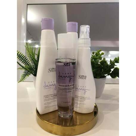 'Shot' Care Design Simply Blond Multiaction 10 in 1, Daugiafunkcinis eliksyras šviesintiems plaukams su argano, makadamijos aliejais, keratino ir šilko proteinais, 150ml