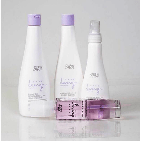 'Shot' Care Design Simply Blond Multiaction 10 in 1, Daugiafunkcinis eliksyras šviesintiems plaukams su argano, makadamijos aliejais, keratino ir šilko proteinais, 150ml