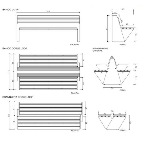 Metal bench 'Loop'