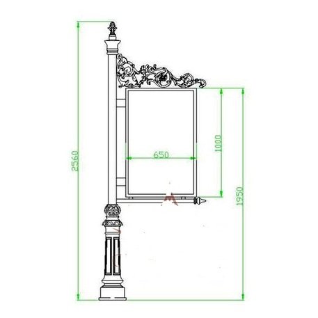 Kaltinio metalo informacinis stovas 'STF/V.501-R/MDL'