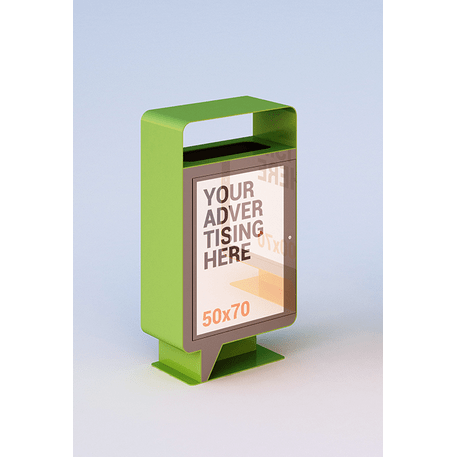 Metal litter bin + Information stand / Display board PopUp 'G537'
