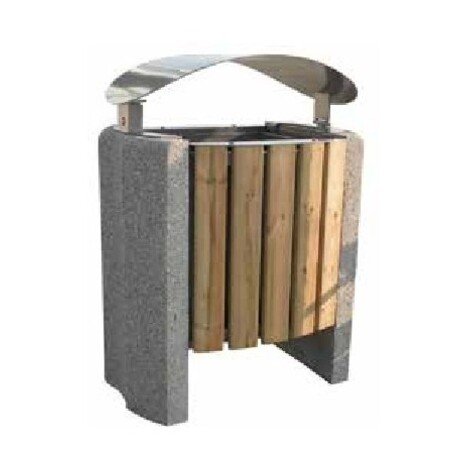 Lauko betoninė šiukšliadėžė su medžio apdaila 'Marte wood / 80L'