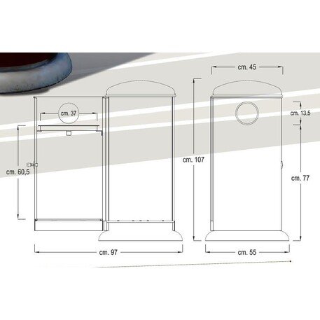 Metal litter bin 'Oblo 361 / 65L'