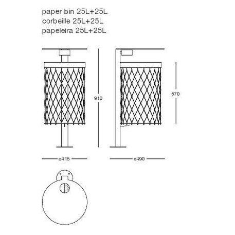 Metal litter bin 'Mar / 60L/100L'