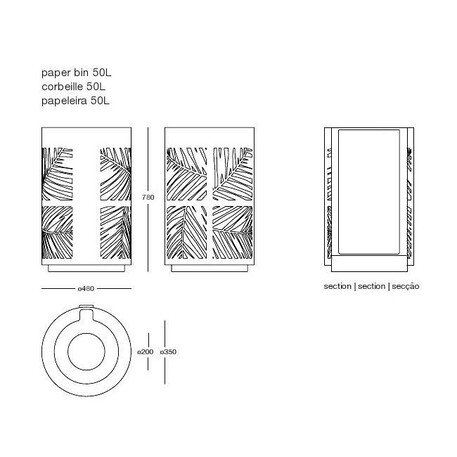 Metalowe kosze 50L 'Leaf'