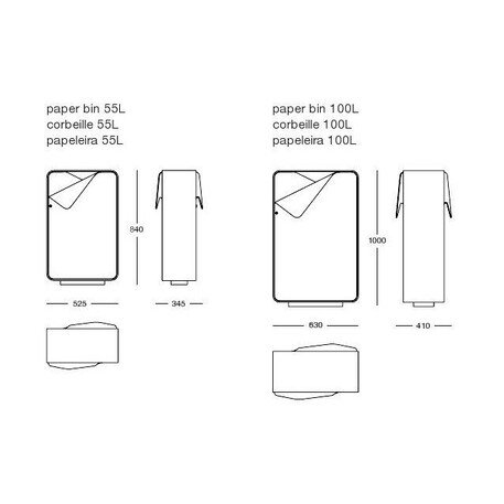 Metallist prügikast '55L / 100L 'Sheet' / RedDot Desing Award winner 2014