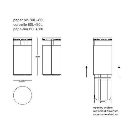 Metal litter bin 80L + 80L 'Sloop'