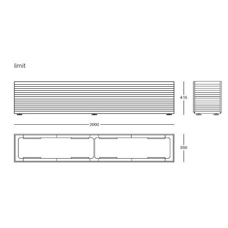 Vaso da fiori in metallo 'Limit / 2000x350xH/415mm'