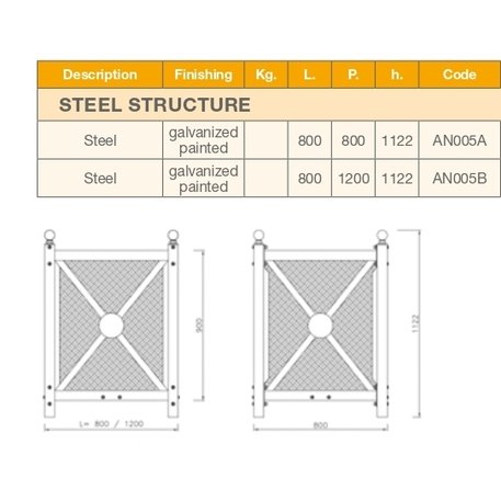 Metal flowerpot 'Alba / 80x80xH/112cm'