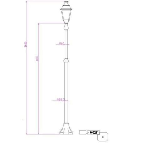 Słup do oświetlenia ulicznego 'M027_H/300cm'