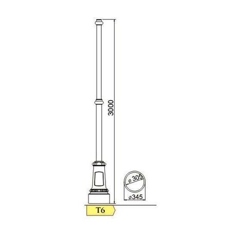 Ielu apgaismojuma stabi 'T6-H2_H/470cm'