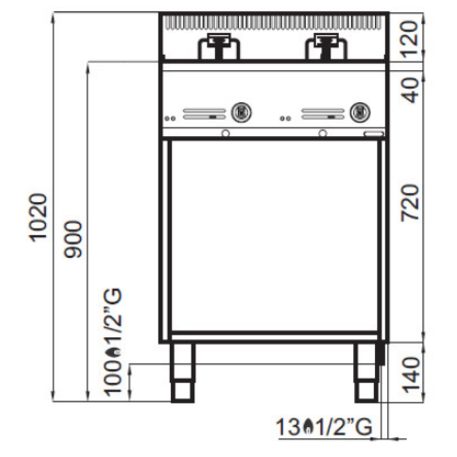 Dujinė gruzdintuvė - fritiūrinė (8+8Ltr. / 13,2kW / Lorenzo 600)