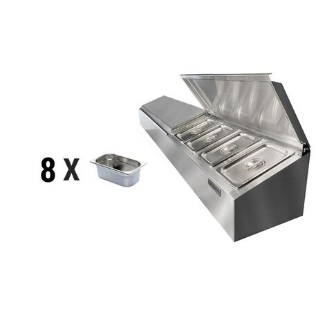 Vetrina ingredienti in acciaio inox (non congelato) '8xGN1/4 - 265x162mm'