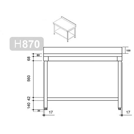 Edelstahl Arbeitstisch (1500 x 600 x 870/900mm)