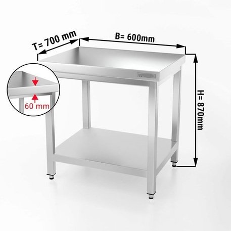 Tavolo da lavoro in acciaio inox (600 x 700 x 870/900mm)