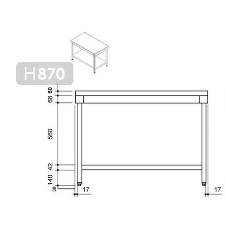 Edelstahl Arbeitstisch (600 x 700 x 870/900mm)